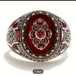 Elegant Red and Silver Men's Ring